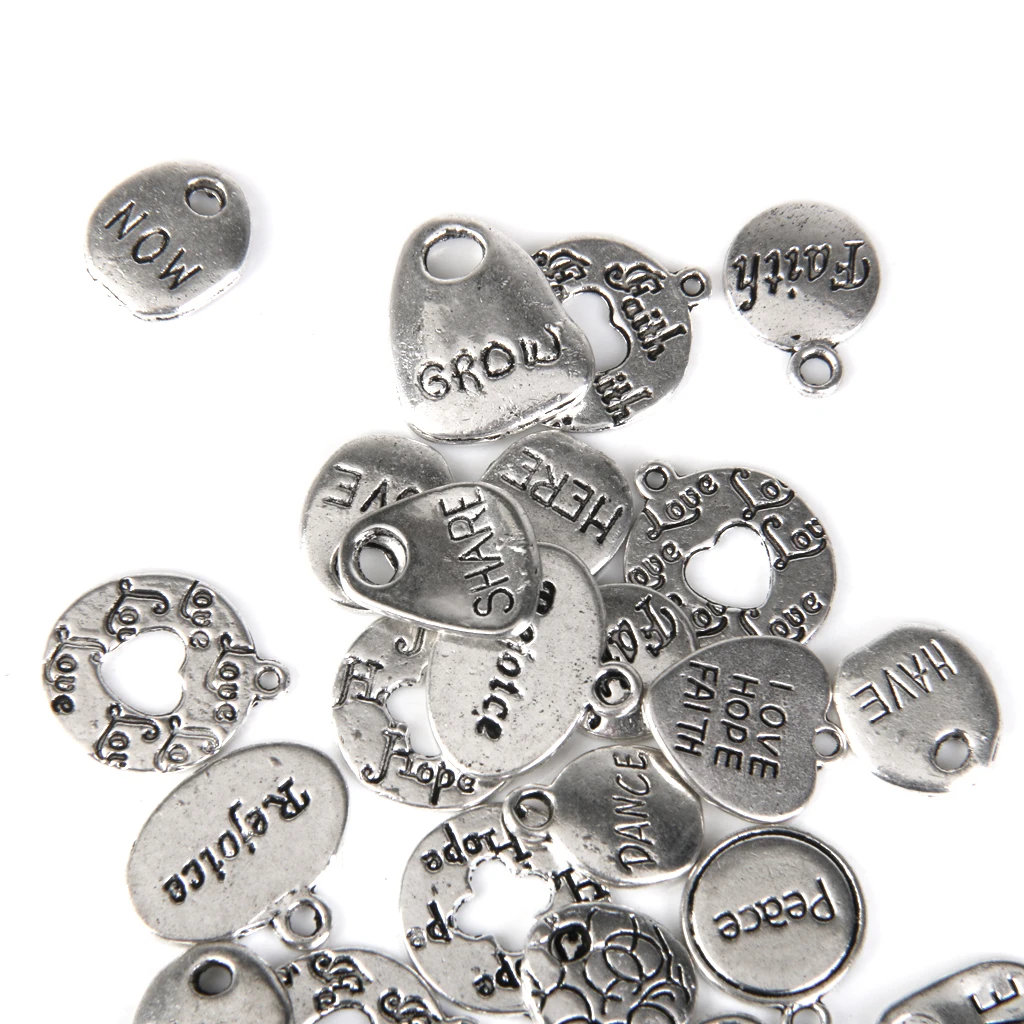 30 pcs Mixed Lots of Tibetan Silver Color Carved Letter Charms Pendants Necklace DIY Necklaces Bracelets Anklets | Украшения и
