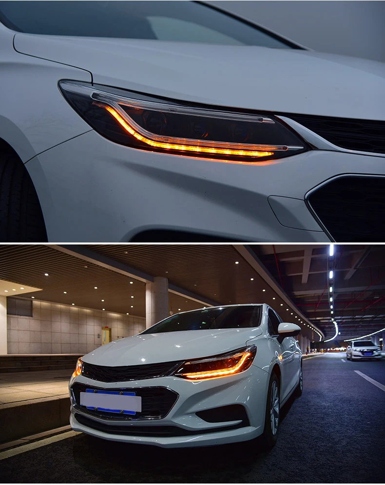 Светодиодный головной фонарь с ангельскими глазами для Chevrolet Cruze светодиодный головной светильник s передний светильник с желтым поворотным сигналом и биксеноновым проектором