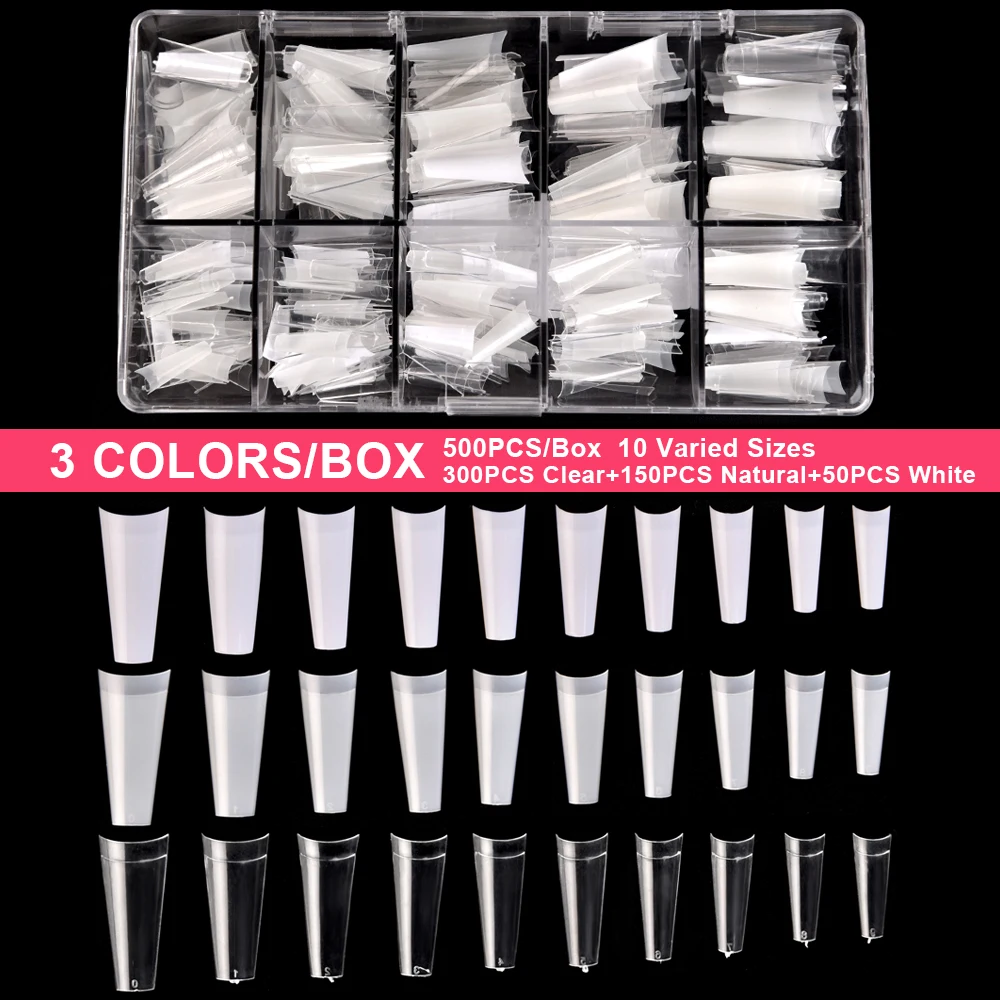 

KADS 500pcs French Acrylic Nail Tips 3 Colors/Box Fake Nails Press On Nails Half Cover Artificial False Nails DIY Nail Art Tool