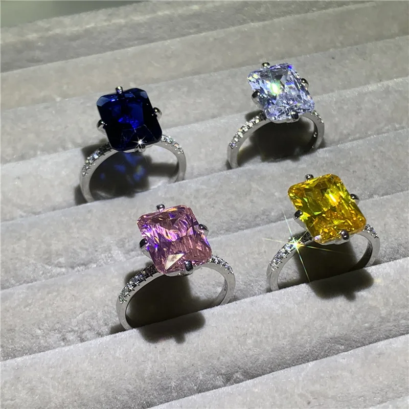 

Fashion Flower cut 5ct gemstone Ring 100% 925 Sterling Silver Engagement Wedding Band Rings for women Bridal Charm Party Jewelry