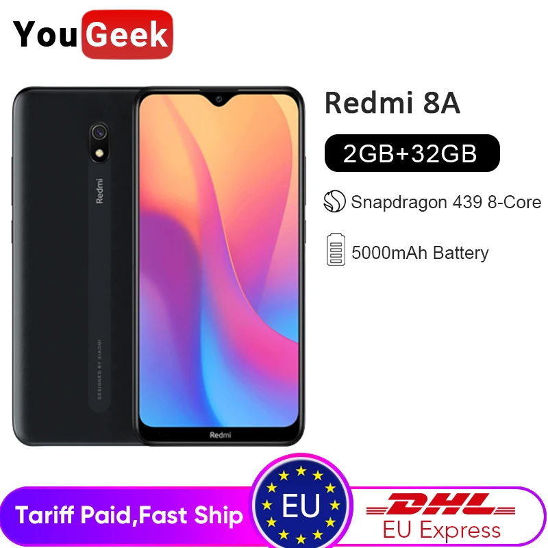 Смартфон Xiaomi Redmi 8A 8 A 32 ГБ ROM 2 Гб ОЗУ мобильный телефон 5 45 '' Восьмиядерный Snapdragon