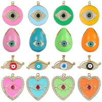 juya handmade colorful enamel love heart round greek evil eye charms for diy fashion pendant bracelet necklace making supplies