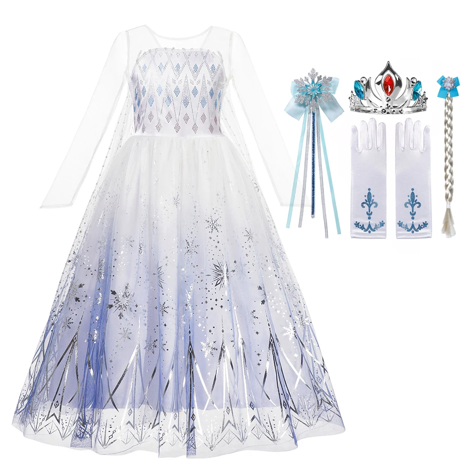 Детское платье принцессы Снежная королева Эльза для косплея Хэллоуин девочек