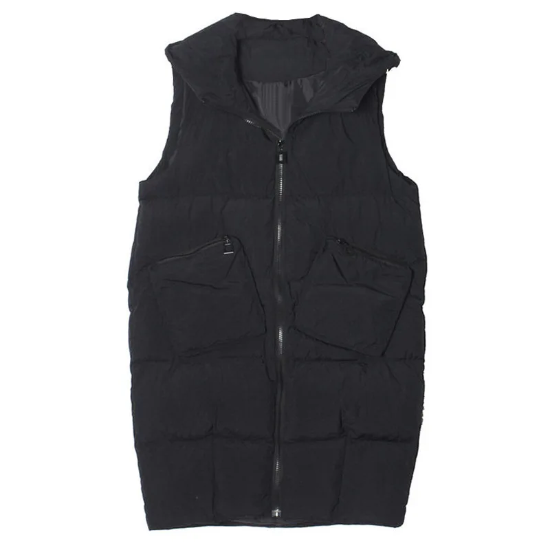 

Women Waistcoat Winter Vest Long Down Cotton Jackets Sleeveless Bread Coats Oversize Hooded Vest with Pocket Chalecos Para Mujer