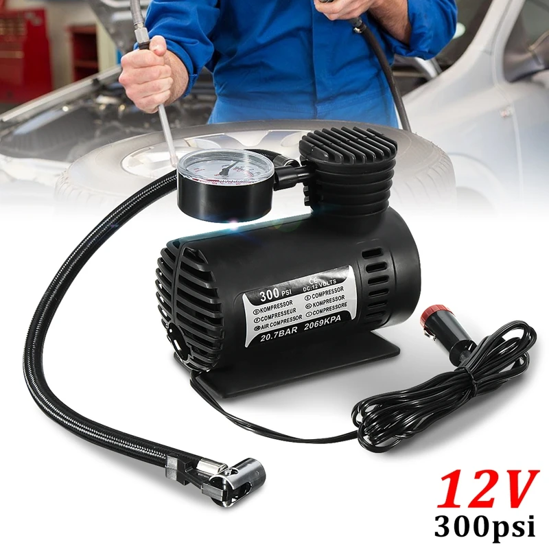 300 Psi 12V портативный автомобильный шиномонтажный мини воздушный компрессор Электрический насос футбольный баскетбольный шар плавательный кольцевой воздушный насос