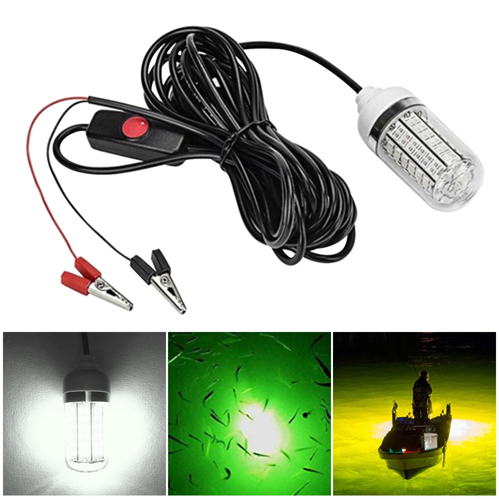 

12V LED Underwater Fishing Attraction Lamp Luminous Lures Bait Finder Lamp Attracts Prawns Squid Krill Light Fishing Tackle