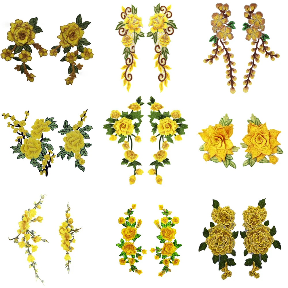 Аппликация кружевная желтая 1 пара патч ткань | Дом и сад