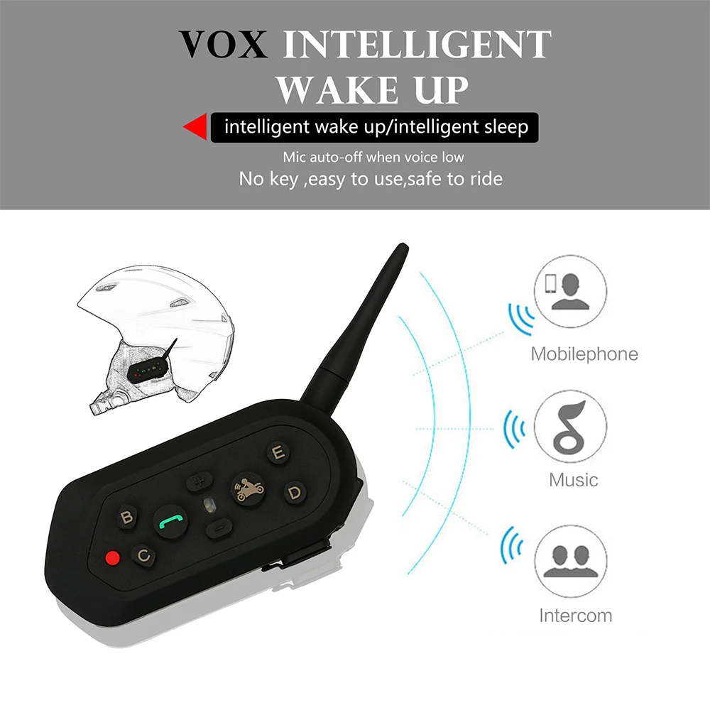 1 шт. E6 Bluetooth мотоциклетный шлем домофон VOX BT гарнитура переговорные для 6 гонщиков
