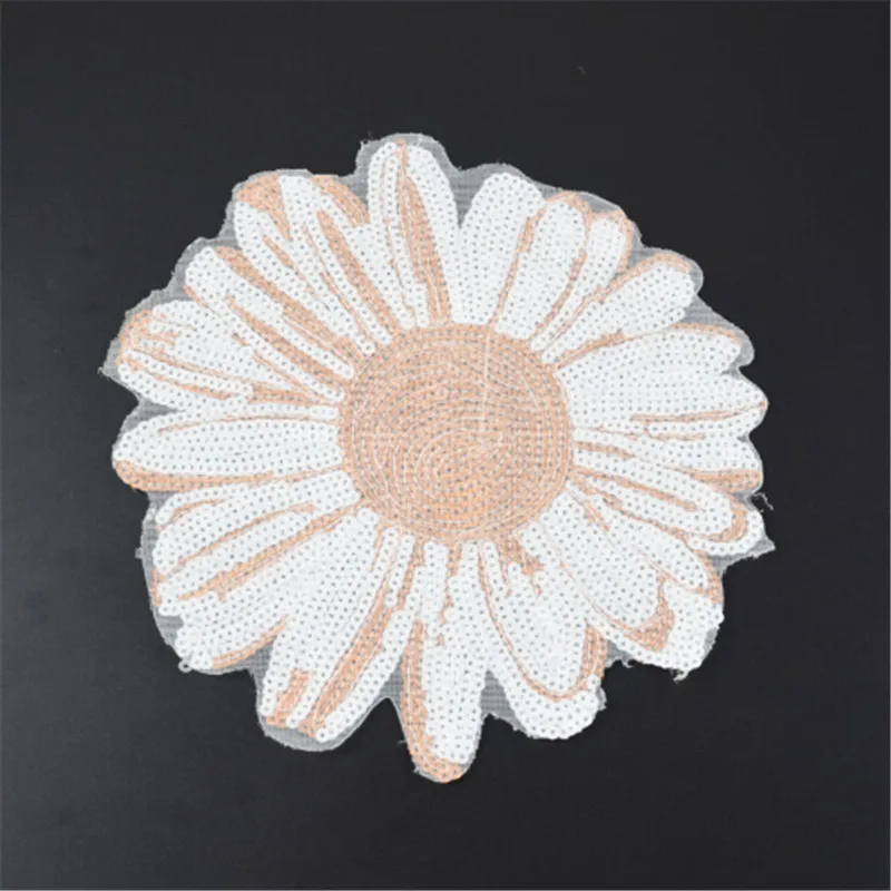 23CM Sunflower Patches For Clothing Sequins Biker Badge Embroidery Fabric Patch Sequined Women Clothes Stickers Strange things images - 6