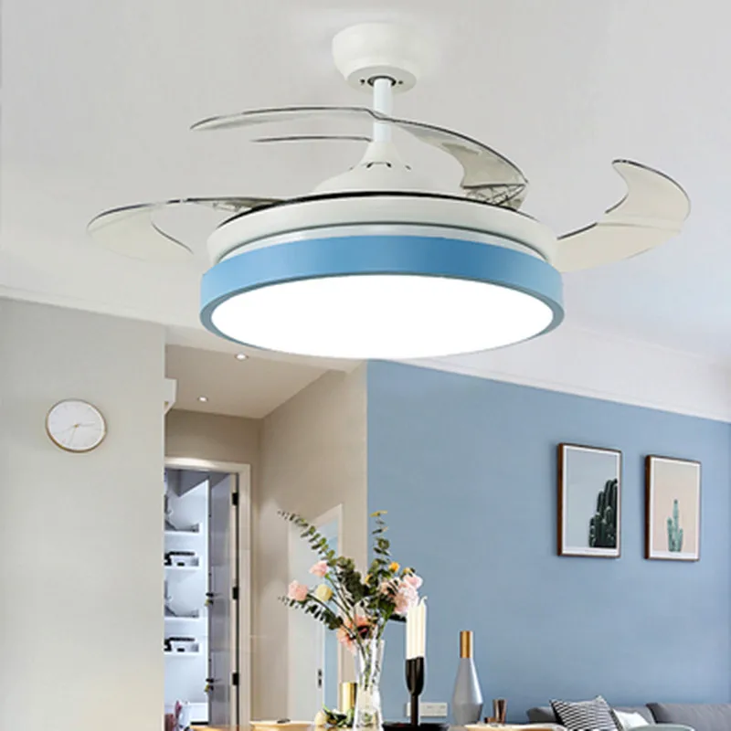 

IKVV Nordic Ceiling Fan Lamp Invisible Electric Fan Chandelier Simple Modern Living Room Bedroom Dining Room With Fan Chandelier