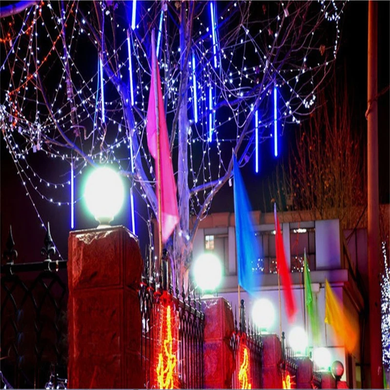 Светодиодная гирлянда метеоритный дождь на новый год 30/50 см 8 трубок