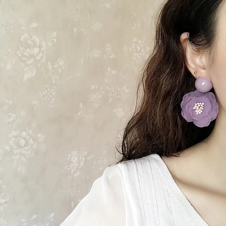 Серьги женские многослойные с цветами 4 цвета | Украшения и аксессуары