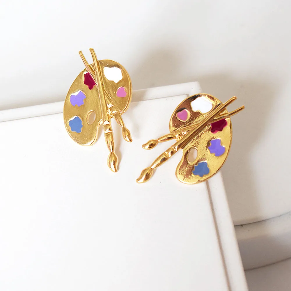 Новинка 2020 уникальная художественная палитра золотые металлические серьги