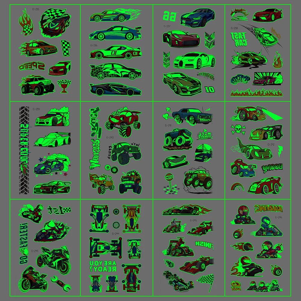 Водостойкие светящиеся тату наклейки на мотоцикл мальчик ребенок боди арт в