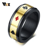 vnox fortune luck mens spinner rings peace wisdom love charm play cards las vegas male anillo rock accessory