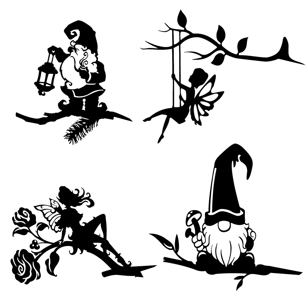 

Hollow Out Elves Insert Card Garden Decoration Metal Outdoor Garden Statues Fairy Silhouette Lawn Art Backyard Stake Craft