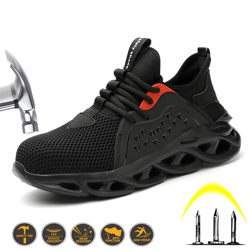 

Для Мужчин's светильник Вес на открытом воздухе размера плюс со стальным носком, анти-ударная рабочая обувь Для мужчин проколов Безопасность ботинки