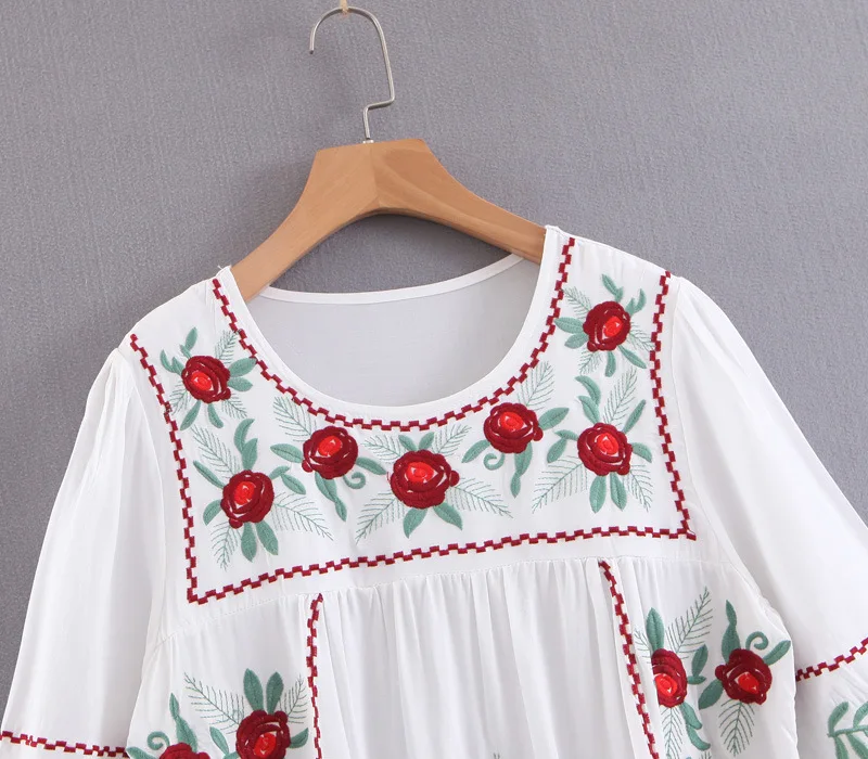 floral Vintage chic women embroidery beach long Bohemian maxi Ladies linen cotton Summer Boho dress vestidos | Женская одежда