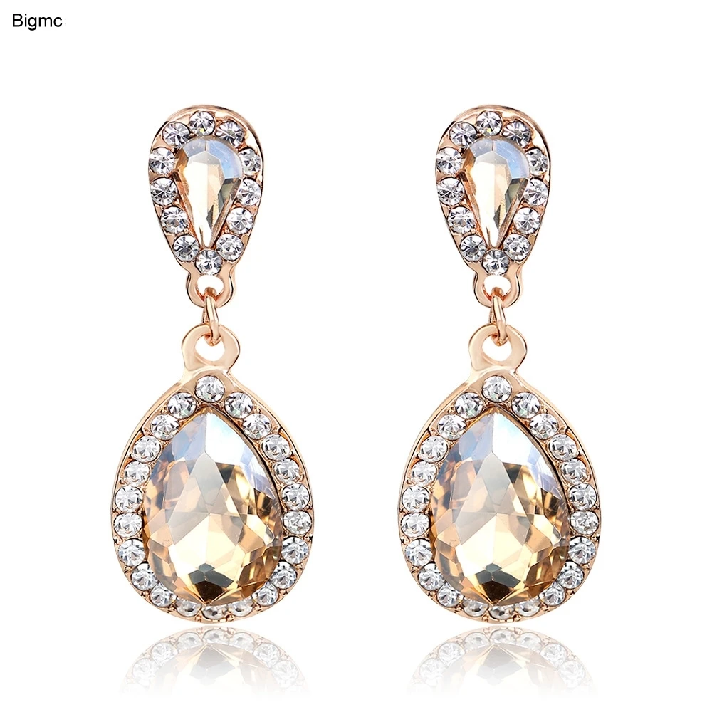 Оригинальные преувеличенные серьги новые модные в виде капель с кристаллами 2017