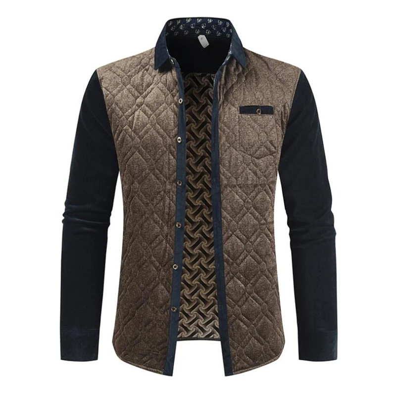 

Brand Men's Jackets and Coats Patchwork plaid Designer fleece Jackets Men Outerwear Winter Coat Fashion Spring Male Clothing