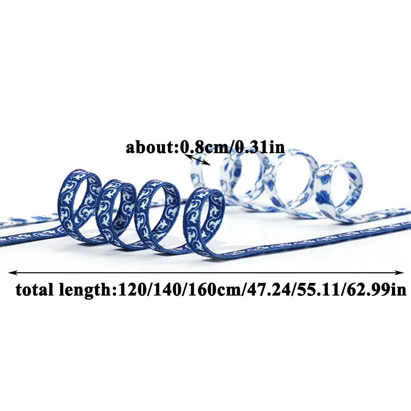 

Fashion Individual Blue and White Porcelain Shoelaces Classic Casual Pattern High-top Sport Canvas Flat Sneakers Shoe Tie Unisex