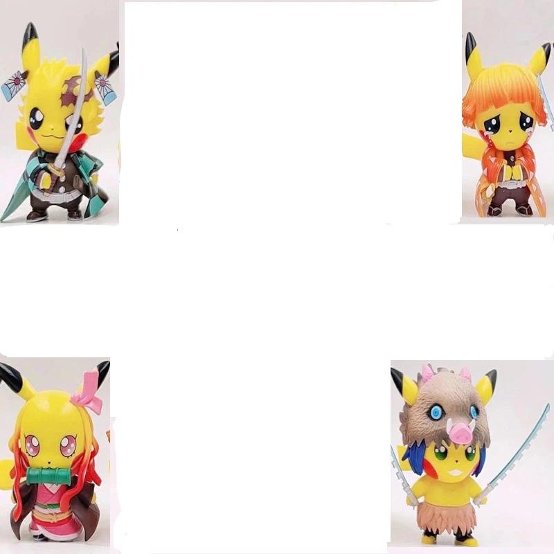 

Pikachu Cos Anime Model Inosuke Nidouko Tanjiro My Wife Zenyi Pikachu Demon Slayer Anime Figure