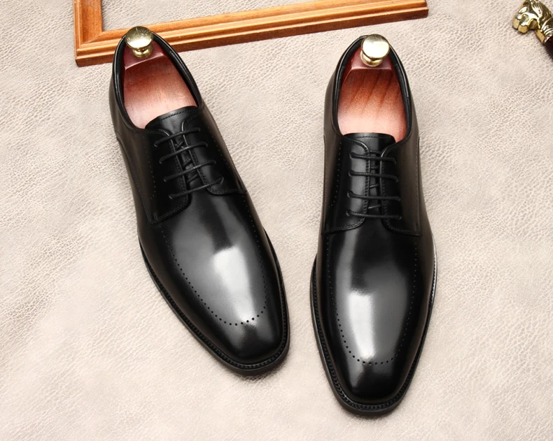 

Italian Shoes Oxford Men Genuine Leather Casual Lace Up Fashion Formal Shoes Wedding Business Black Coffee Color Dress Shoes Men