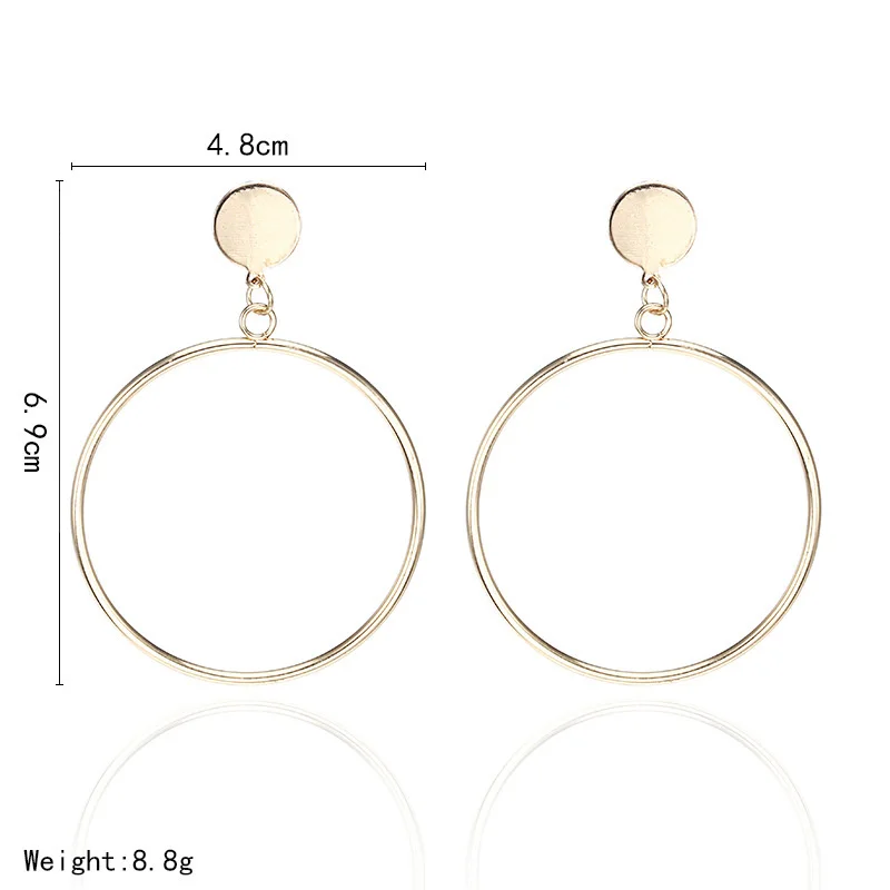 Mode Overdreven Grote Cirkel Ronde Drop Oorbellen voor Vrouwen серьги гвоздики Gouden Kleur Oorbel Клубные вечерние в