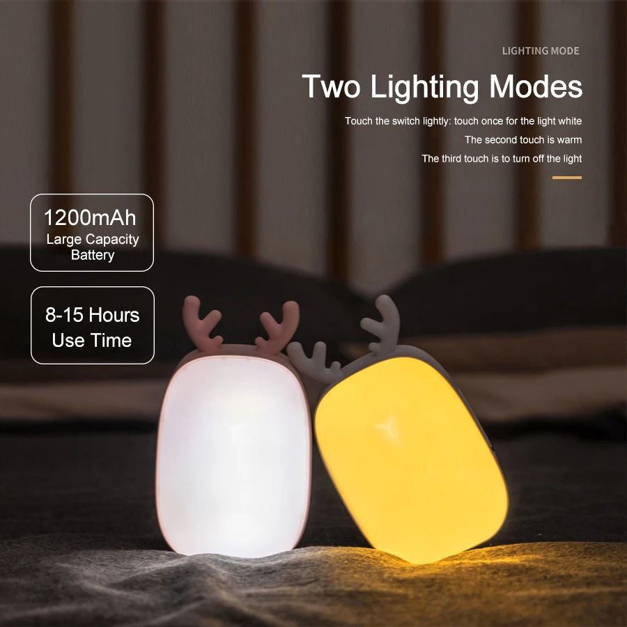 Перезаряжаеый ночник с разъемом USB Light Deer Touch настольная лампа для маленьких детей