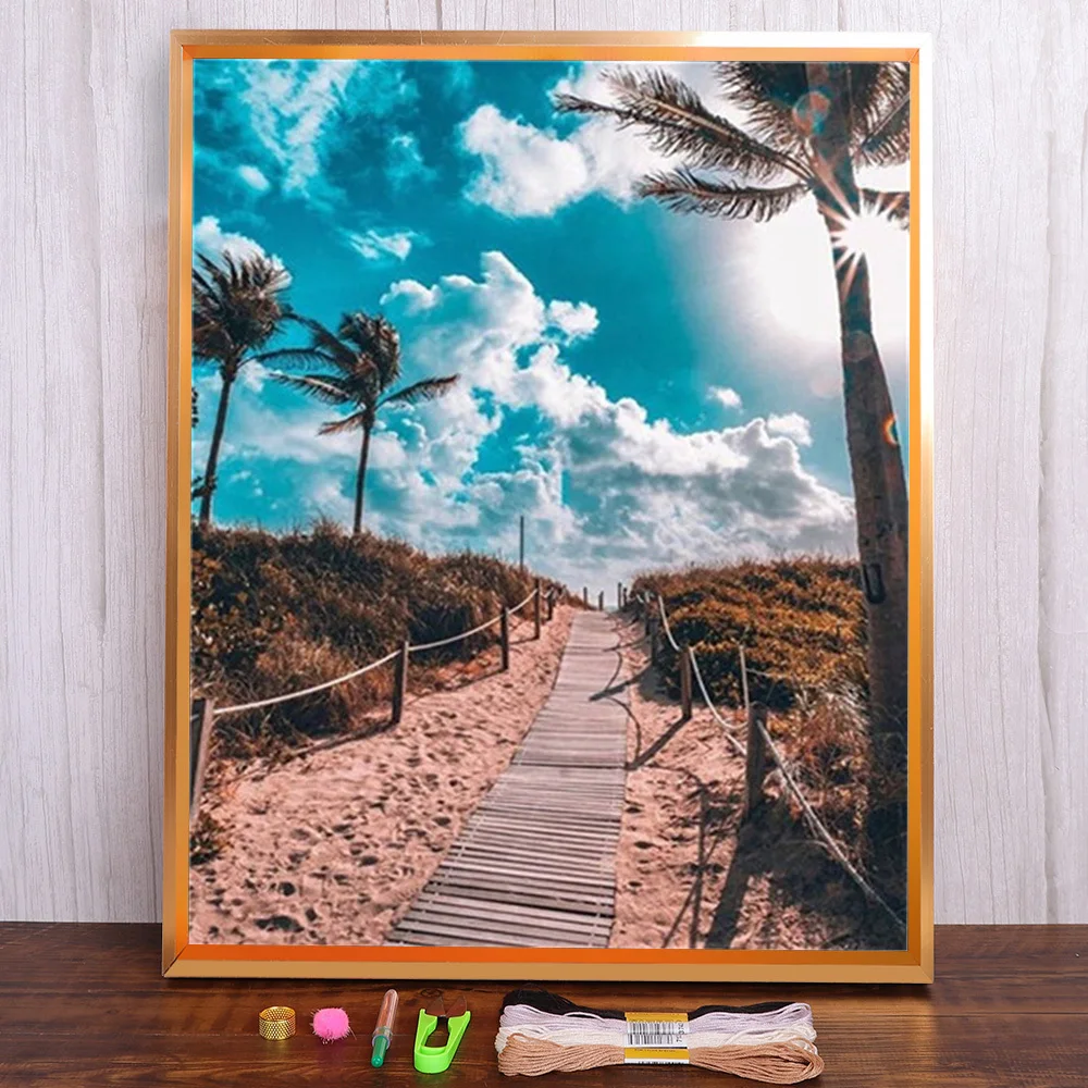 

Пейзаж Закат печать 11CT Вышивка крестом узоры DMC нитки ручная живопись Вязание ручной работы для взрослых распродажа