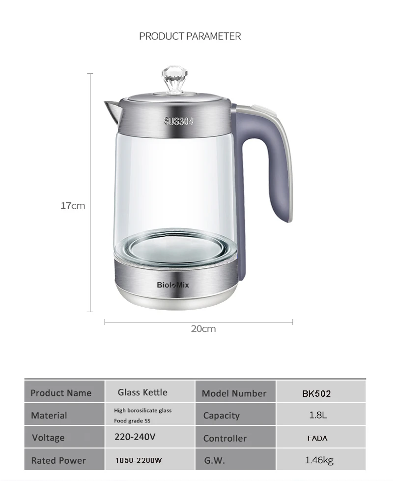 1.8л BPA бесплатно 2200 Вт SpeedBoil электрический стеклянный чайник беспроводной чай кофейник синий светодиодный светильник автоматическое отключение защита от сухости