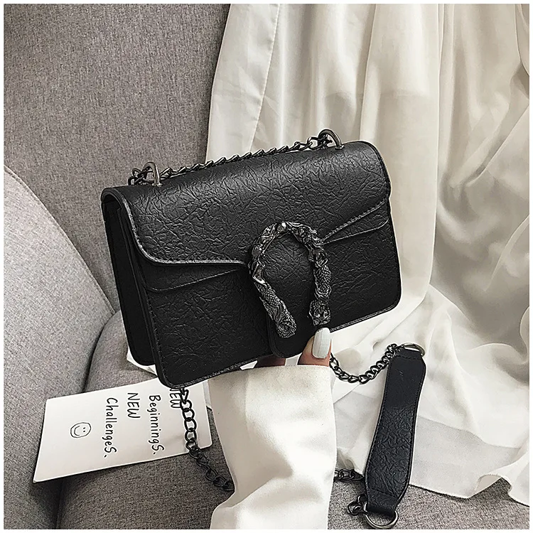 

New small bag 2020 the new chain single shoulder bag fashion snakehead texture small package inclined shoulder bag designer bag