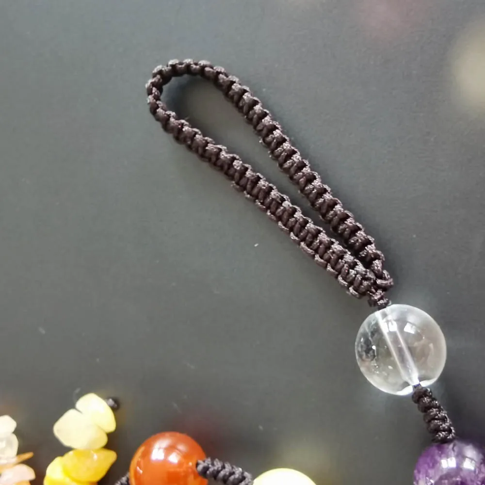 

Natural Stone Fashion 12mm round beads Car Hanging 7 Chakra Bead Healing Crystal Handmade Weave Lucky Ornament Window Wall Decor