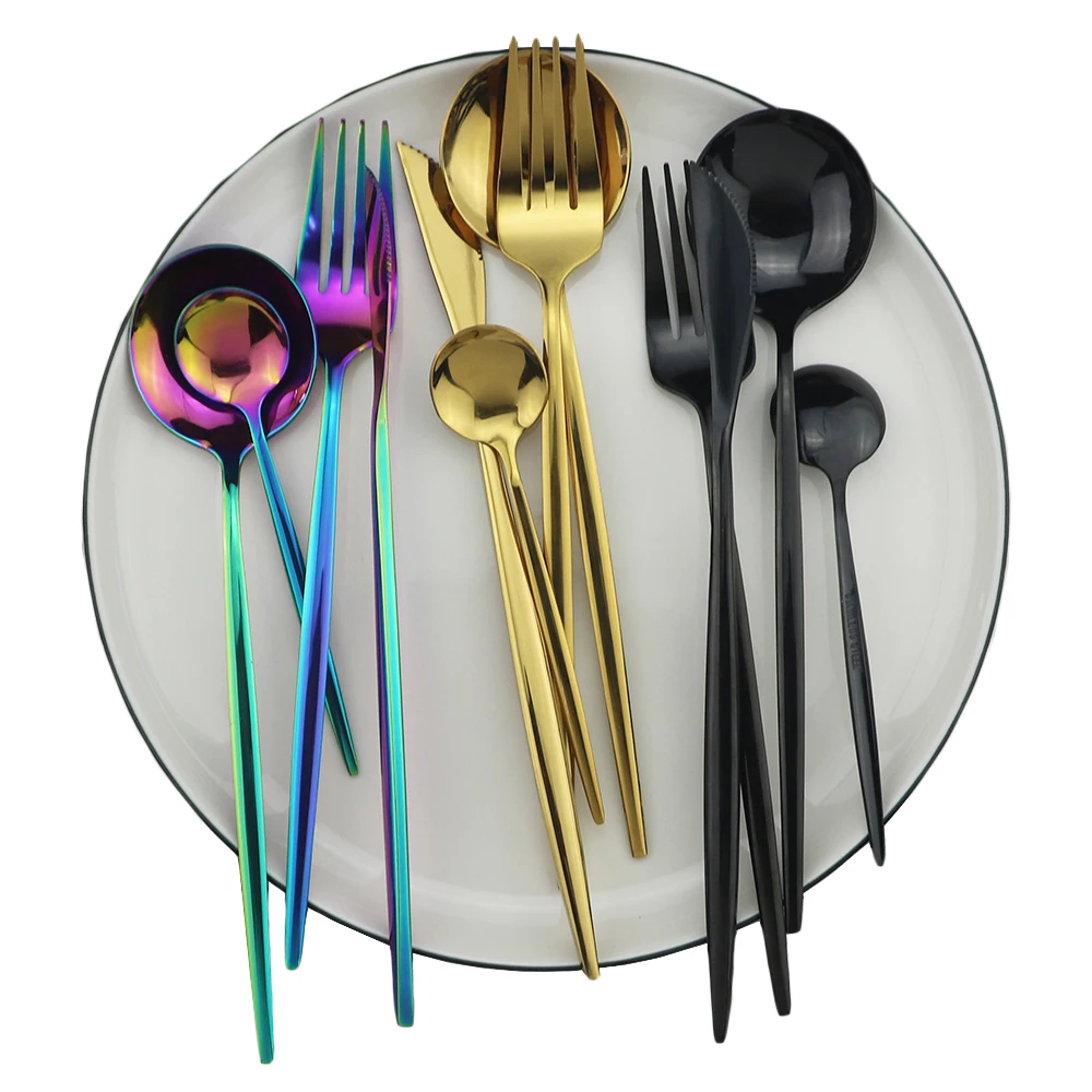 Набор столовых приборов из нержавеющей стали на 36 предметов: ножи, вилки, ложки, столовые приборы, посуда для кухни, торты и фрукты.