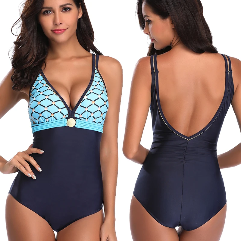 blue Bkning 5XL, большой размер, одежда для плавания, Женский цельный купальник, плюс размер, монокини с подкладкой, боди, женский купальник с оборками, большой размер 4XL - Цвет: blue