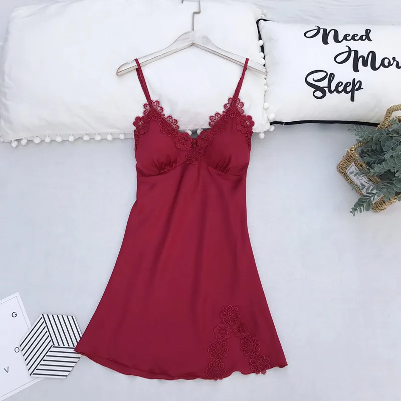 Ночная сорочка Женская атласная пикантное нижнее белье на бретелях-спагетти