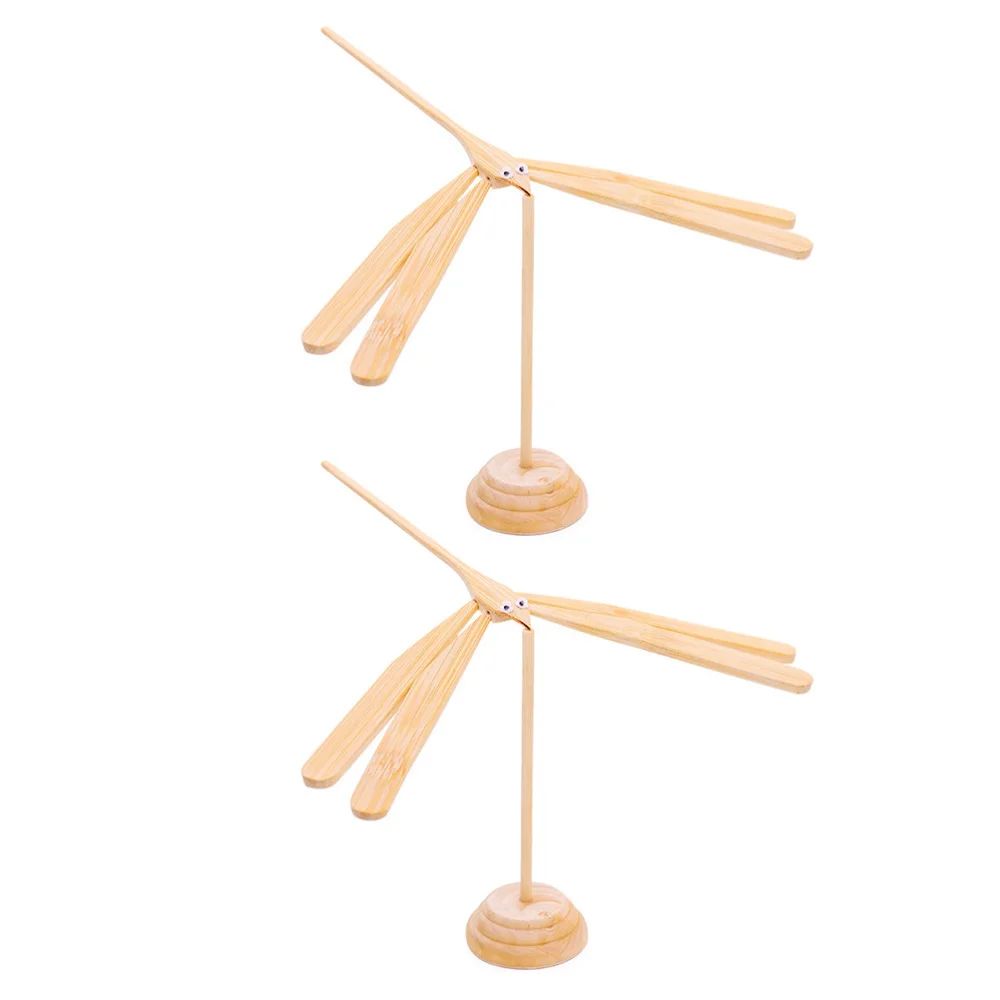 

2pcs Bamboo Dragonfly Toys Creative Balance Educational Prop (Wood Color)