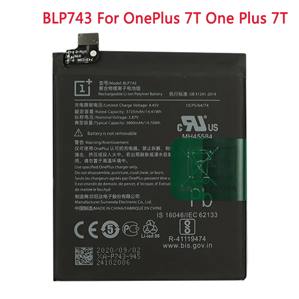 

BLP743 New Original Battery 3800mAh For Oneplus 7T One Plus 7T Phone Battery High Capacity OnePlus Phone Batteries