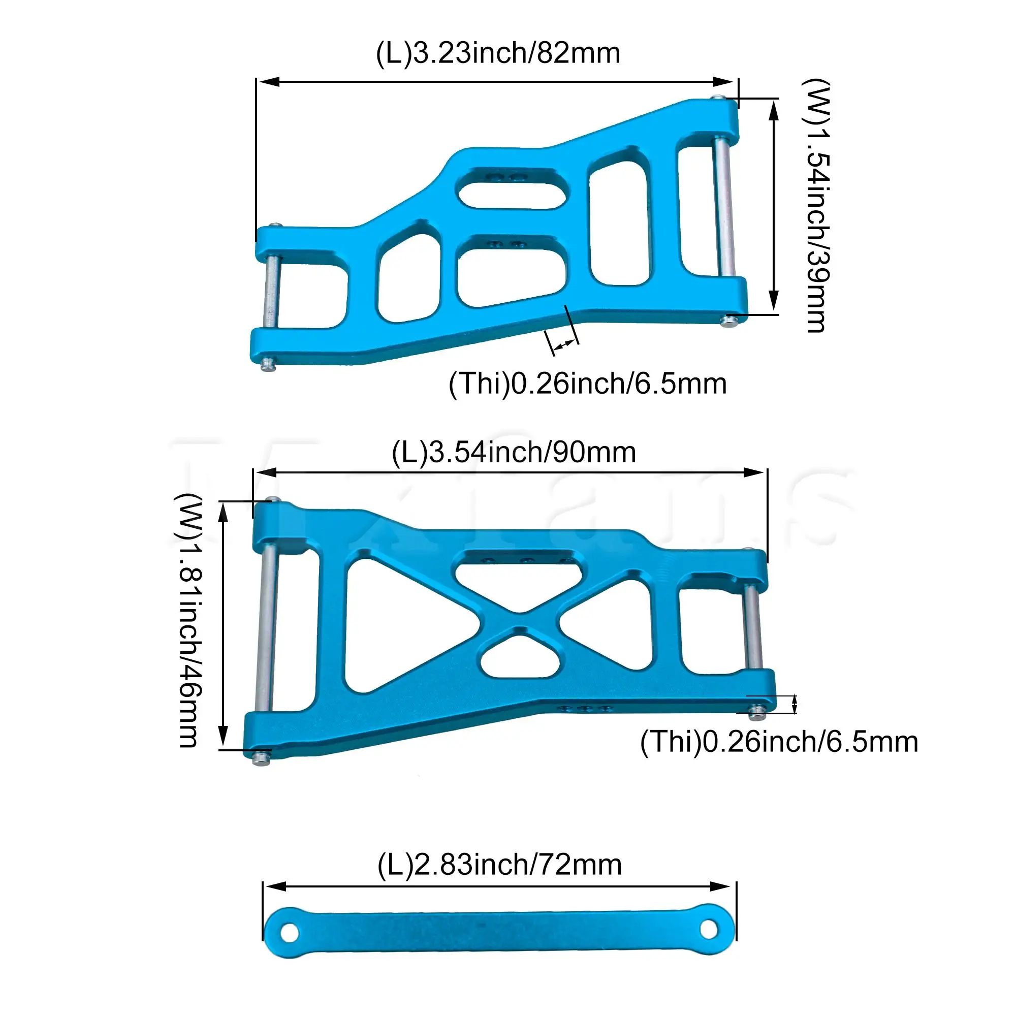 

Mxfans 4Pcs Blue RC1:10 Front Rear Lower Suspension Arm Replacement for Traxxas
