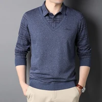 2021 top grade new fashion brand korean knit shirt for men fasion long sleeve slim fit preppy look casual mans clothes masculino