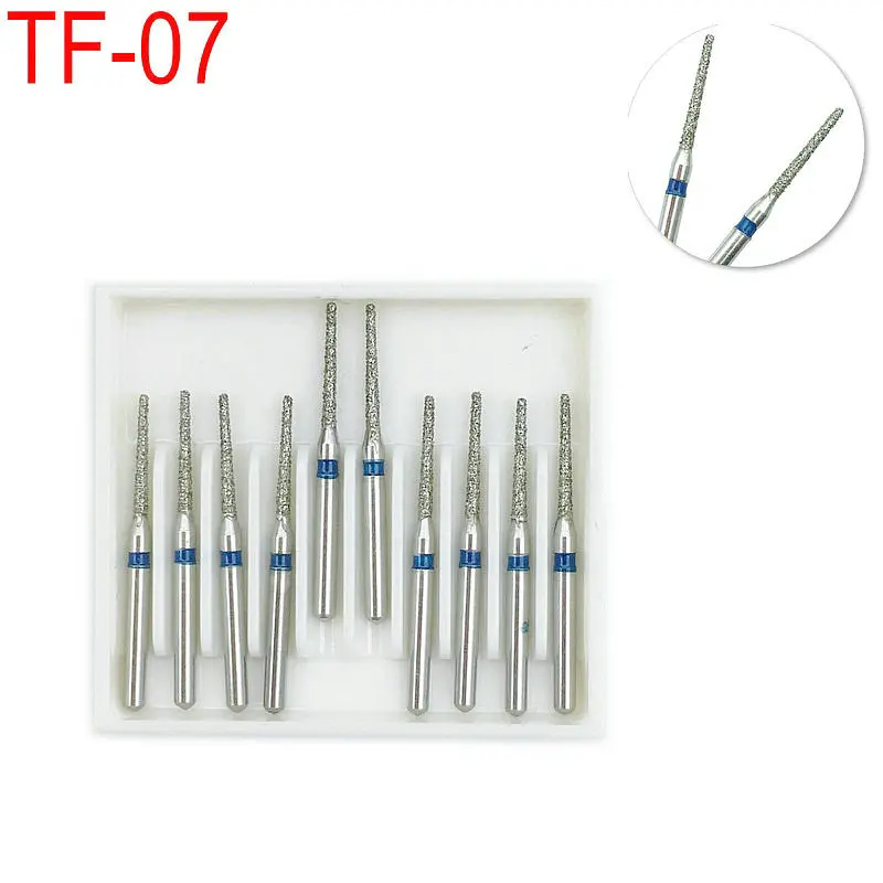 10 шт. Стоматологические алмазные Буры сверло конические плоские наконечники