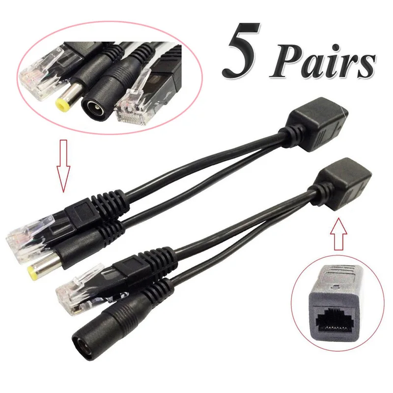 5 пар питания по Ethernet Пассивный POE сплиттер инжектор Кабель адаптер Комплект