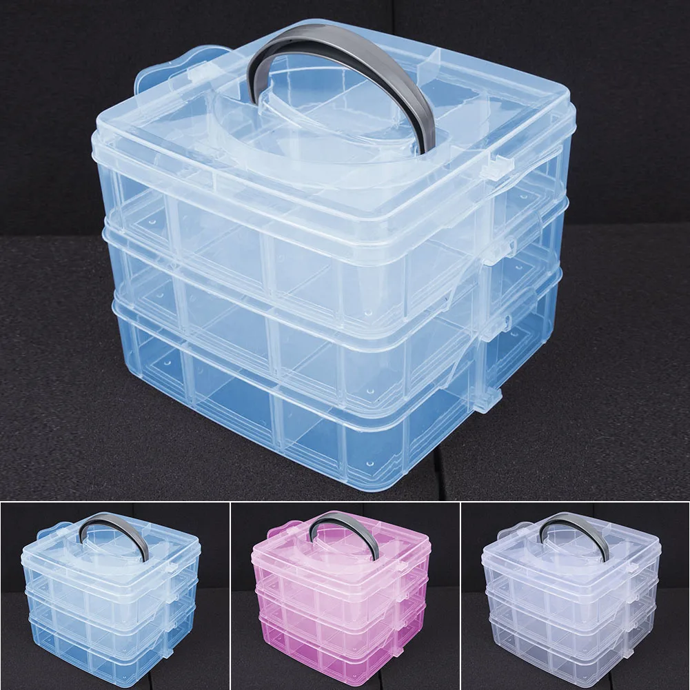 

1*Storage Box Clear Plastic Jewelry Bead Storage Box 3 Layers Container Organizer Case Craft 2021 High Quality