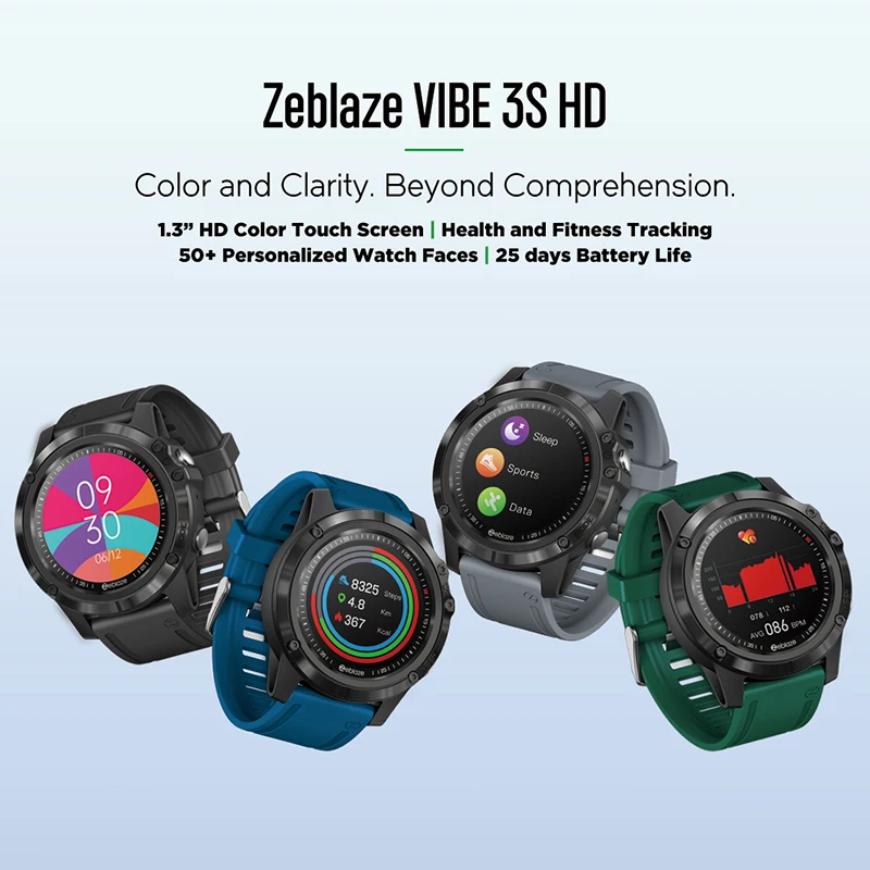 

Zeblaze VIBE 3S HD Smart Watch 1.3inch HD Color Touch Screen Health Fitness Smart Sport Watch Mood Tracker Passmeter