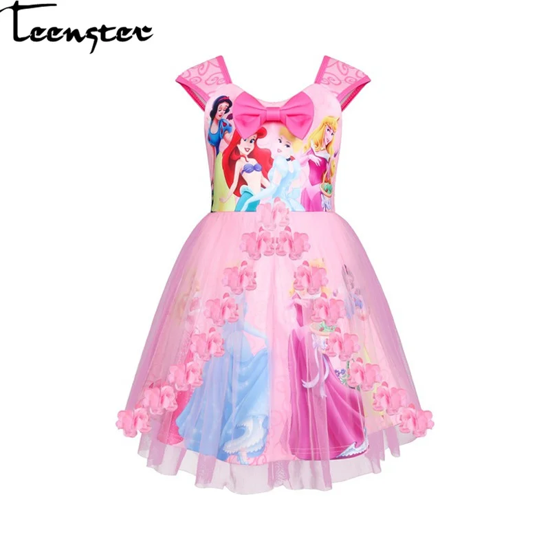 Teenster Vestidos костюм с цветочным принтом и бантом нарядная одежда для маленьких