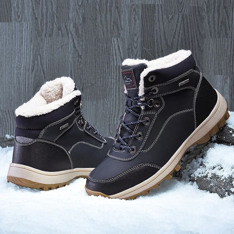 

2019 new men's winter shoes warm and comfortable fashion high quality snow boots waterproof boots men's plush warm boots