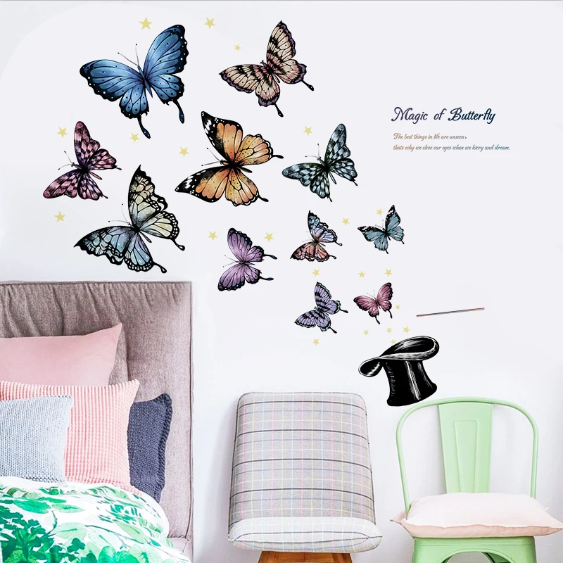 

Colorful Butterflies 3D Wall Stickers Home Living Room Decoration Sofa Background Decals Bedroom Wall Decoration Self Adhesive