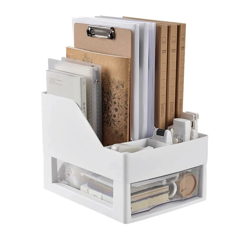 Многофункциональный настольный органайзер с выдвижным прозрачным ящиком