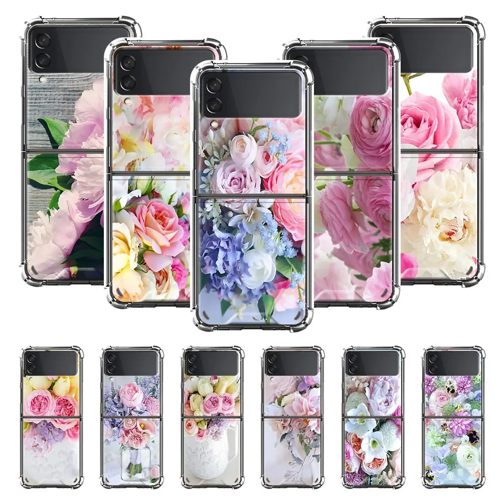 

Airbag Phone Case for Samsung Z Flip3 5G Fold Cover for Galaxy ZFlip 3 Funda For Z Flip3 Luxury Capa Wedding Flower