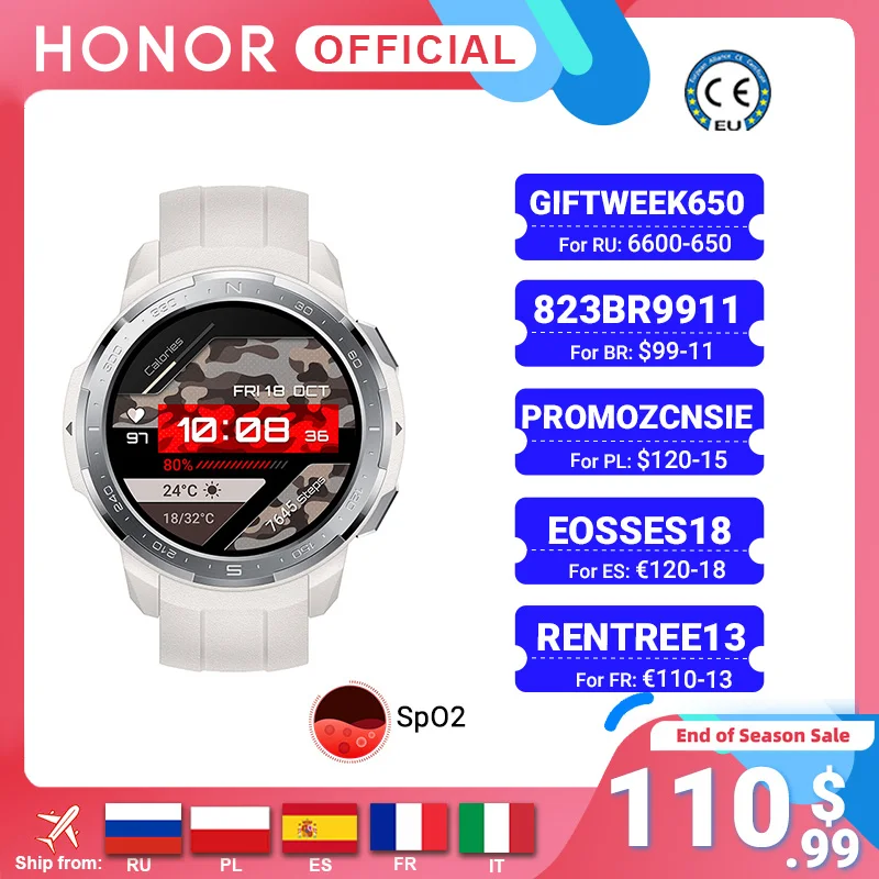 Умные часы Honor Watch GS Pro глобальная версия дюйма AMOLED дисплей пульсометр мониторинг